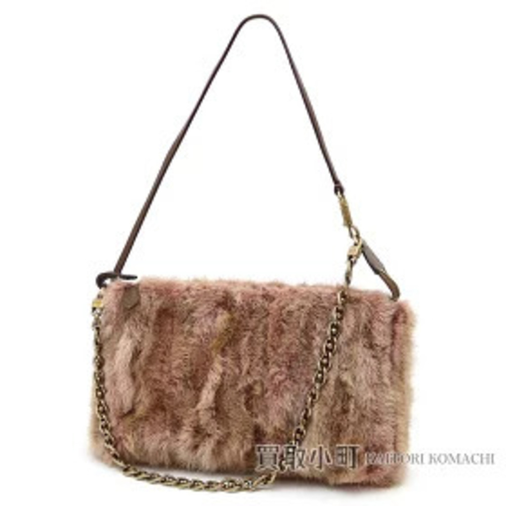 Louis Vuitton Pochette Accessoires Mink Fur Chain Shoulder Bag Clutch